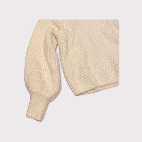 H&M Cozy Warm Baggy Fitted Cream White Stretchy Cowl Neck Sweater - Picture 4 of 5